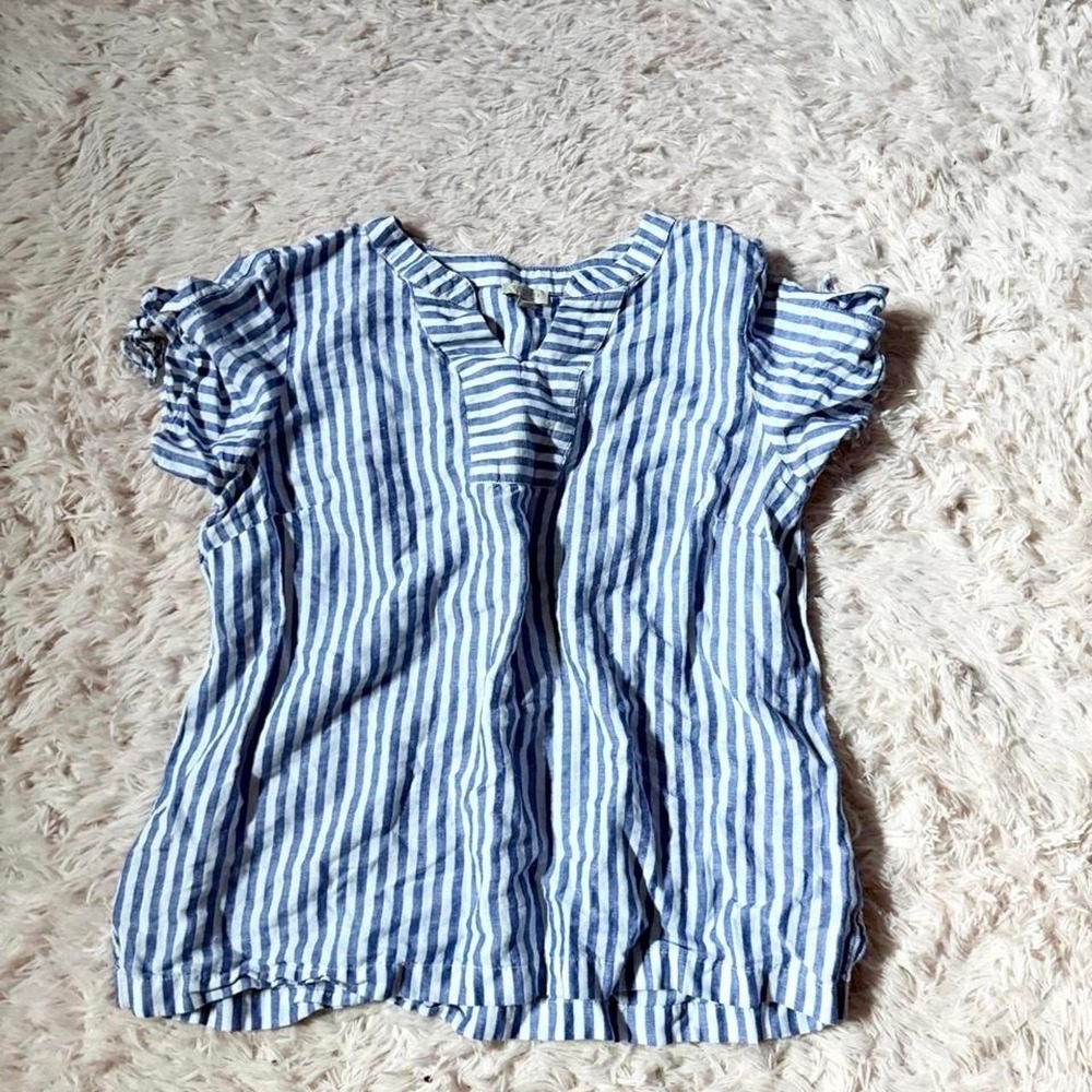 Coastal‎ Striped Minimalist Old Money Quiet Luxury Hamptons Top Womens M Beachy